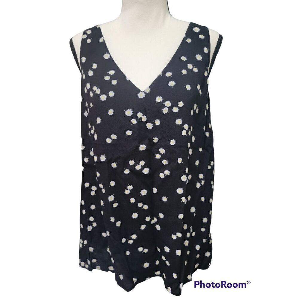 Joules Black Daisy Kyra Print Vneck Tank Blouse Sz 8 New